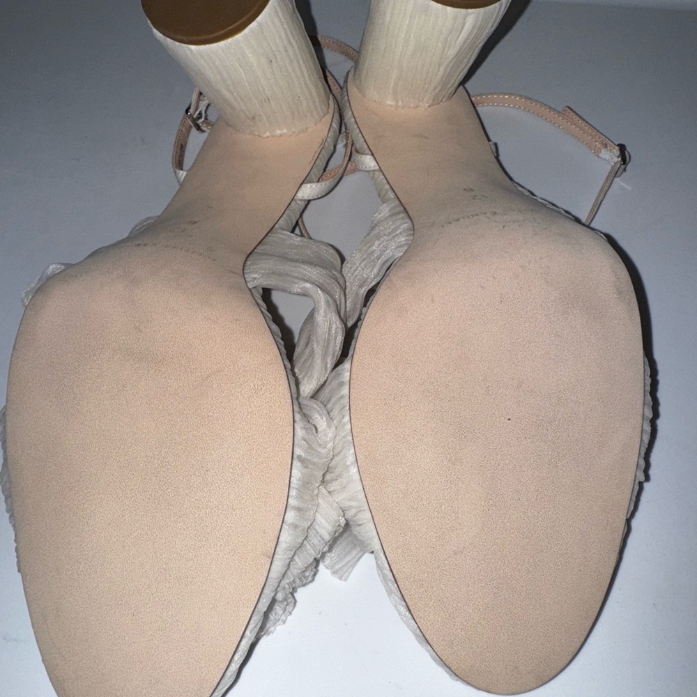 Loeffler Randall Camilla pleated pearl bow sandals 12 - Picture 4 of 5
